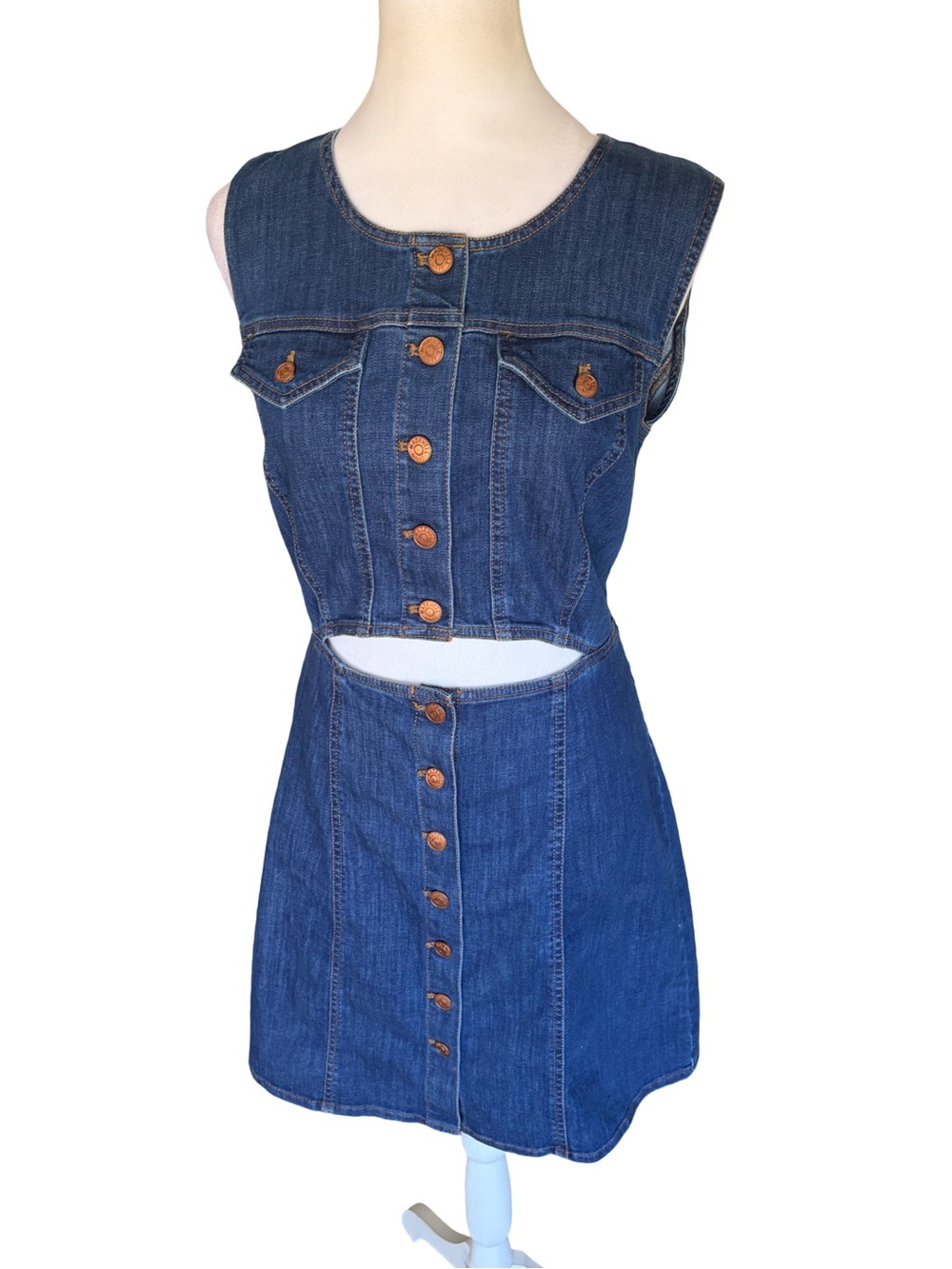 Madewell Denim Cutout Button Front Mini Dress Size 8